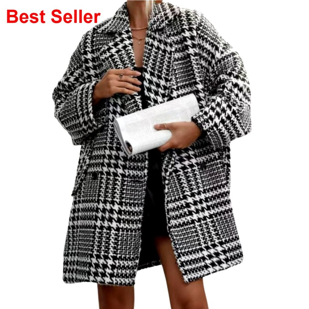 Polyester Wool Blend Pea Coat Double Breasted Not… - image 1